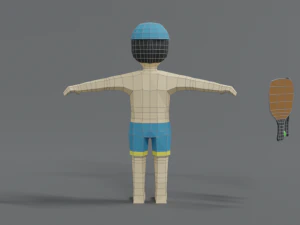 low poly cartoon summer guy 3D Model