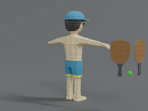 low poly cartoon summer guy 3D Model