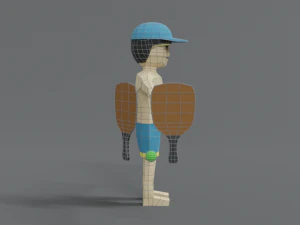 low poly cartoon summer guy 3D Model
