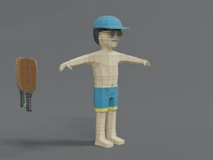 low poly cartoon summer guy 3D Model