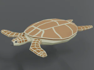 tartaruga marina caretta caretta cartoon a basso numero di poli Modello 3D
