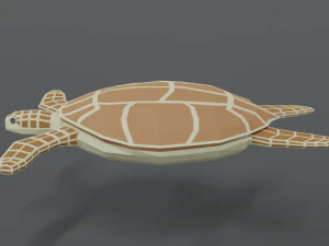 low poly cartoon loggerhead sea turtle 3D Model