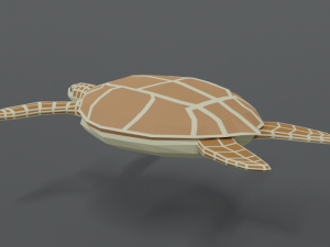 low poly cartoon loggerhead sea turtle 3D Model