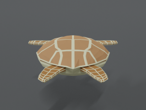low poly cartoon loggerhead sea turtle 3D Model