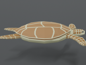 low poly cartoon loggerhead sea turtle 3D Model