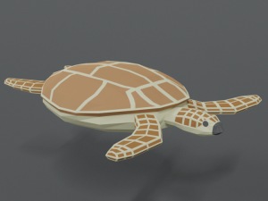 low poly cartoon loggerhead sea turtle 3D Model