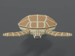low poly cartoon loggerhead sea turtle 3D Model