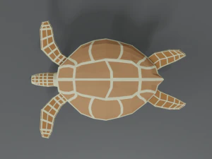 low poly cartoon loggerhead sea turtle 3D Model