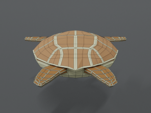 low poly cartoon loggerhead sea turtle 3D Model