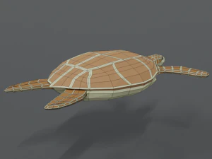 low poly cartoon loggerhead sea turtle 3D Model