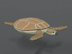 low poly cartoon loggerhead sea turtle 3D Model