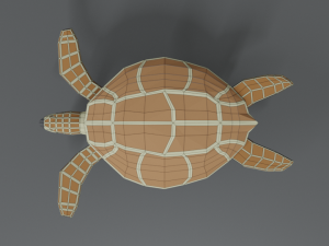 low poly cartoon loggerhead sea turtle 3D Model