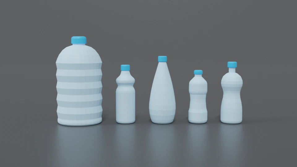 low poly cartoon water bottles 3D Model .c4d .max .obj .3ds .fbx .stl .blend 
