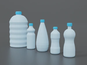 low poly cartoon water bottles 3D Model