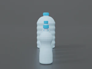 low poly cartoon water bottles 3D Model