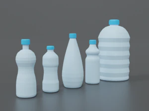 low poly cartoon water bottles 3D Model