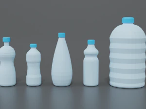 low poly cartoon water bottles 3D Model