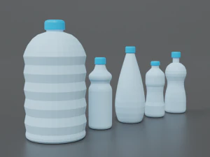 low poly cartoon water bottles 3D Model
