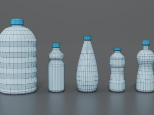 low poly cartoon water bottles 3D Model