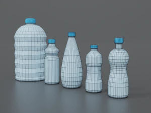 low poly cartoon water bottles 3D Model