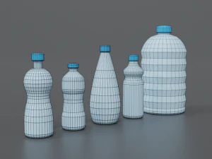 low poly cartoon water bottles 3D Model