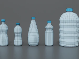 low poly cartoon water bottles 3D Model