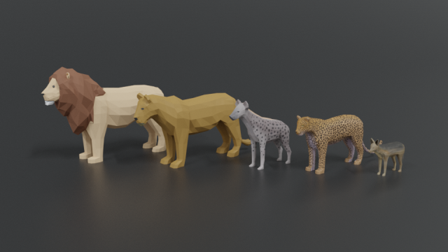 low poly african predators 3D Model .c4d .max .obj .3ds .fbx .stl .blend 