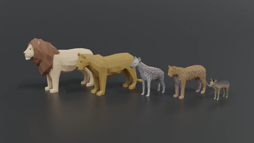 low poly african predators 3D Model .c4d .max .obj .3ds .fbx .stl .blend 