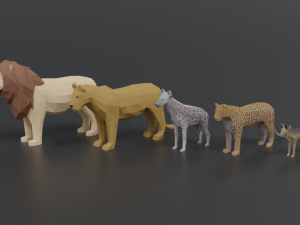 low poly african predators 3D Model