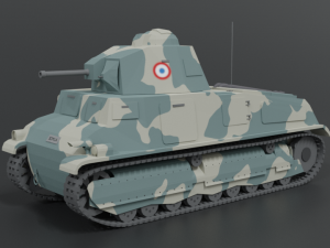 low poly cartoon somua s35 tank 3D Model