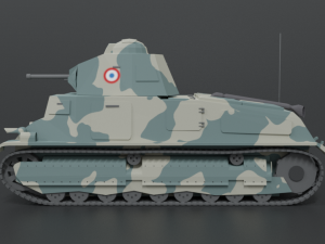 low poly cartoon somua s35 tank Model 3D