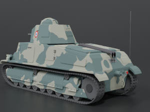 low poly cartoon somua s35 tank Model 3D