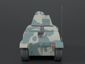 low poly cartoon somua s35 tank Model 3D