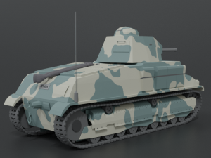 low poly cartoon somua s35 tank Model 3D