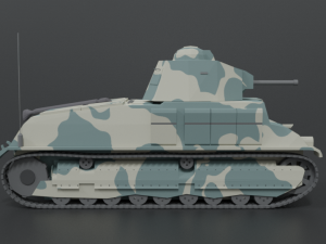low poly cartoon somua s35 tank Model 3D
