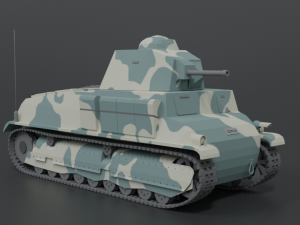 low poly cartoon somua s35 tank Model 3D