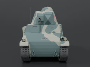 low poly cartoon somua s35 tank Model 3D