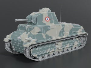 low poly cartoon somua s35 tank Model 3D