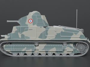 low poly cartoon somua s35 tank Model 3D