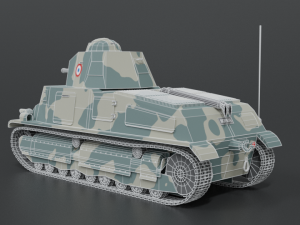 low poly cartoon somua s35 tank Model 3D