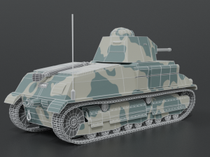low poly cartoon somua s35 tank Model 3D