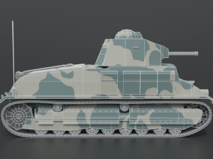 low poly cartoon somua s35 tank Model 3D