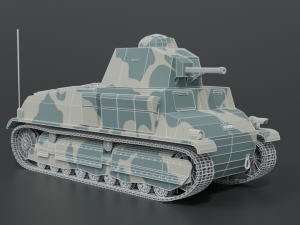 low poly cartoon somua s35 tank Model 3D