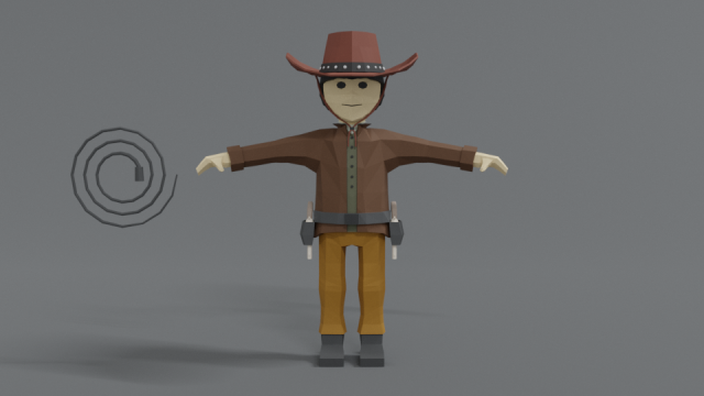 low poly cartoon cowboy Model 3D .c4d .max .obj .3ds .fbx .stl .blend 