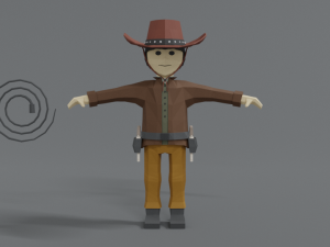 low poly cartoon cowboy Modèle 3D
