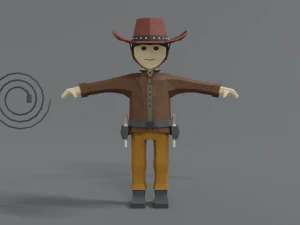 cowboy de desenho animado de baixo poli Modelo 3D
