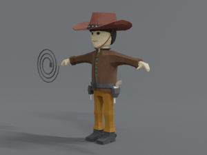 low poly cartoon cowboy Model 3D