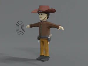 low poly cartoon cowboy 3D Model