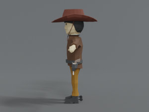 low poly cartoon cowboy Model 3D
