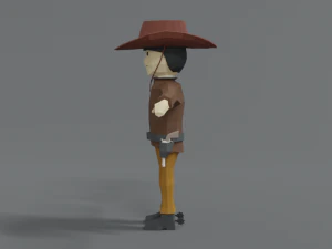low poly cartoon cowboy 3D Model